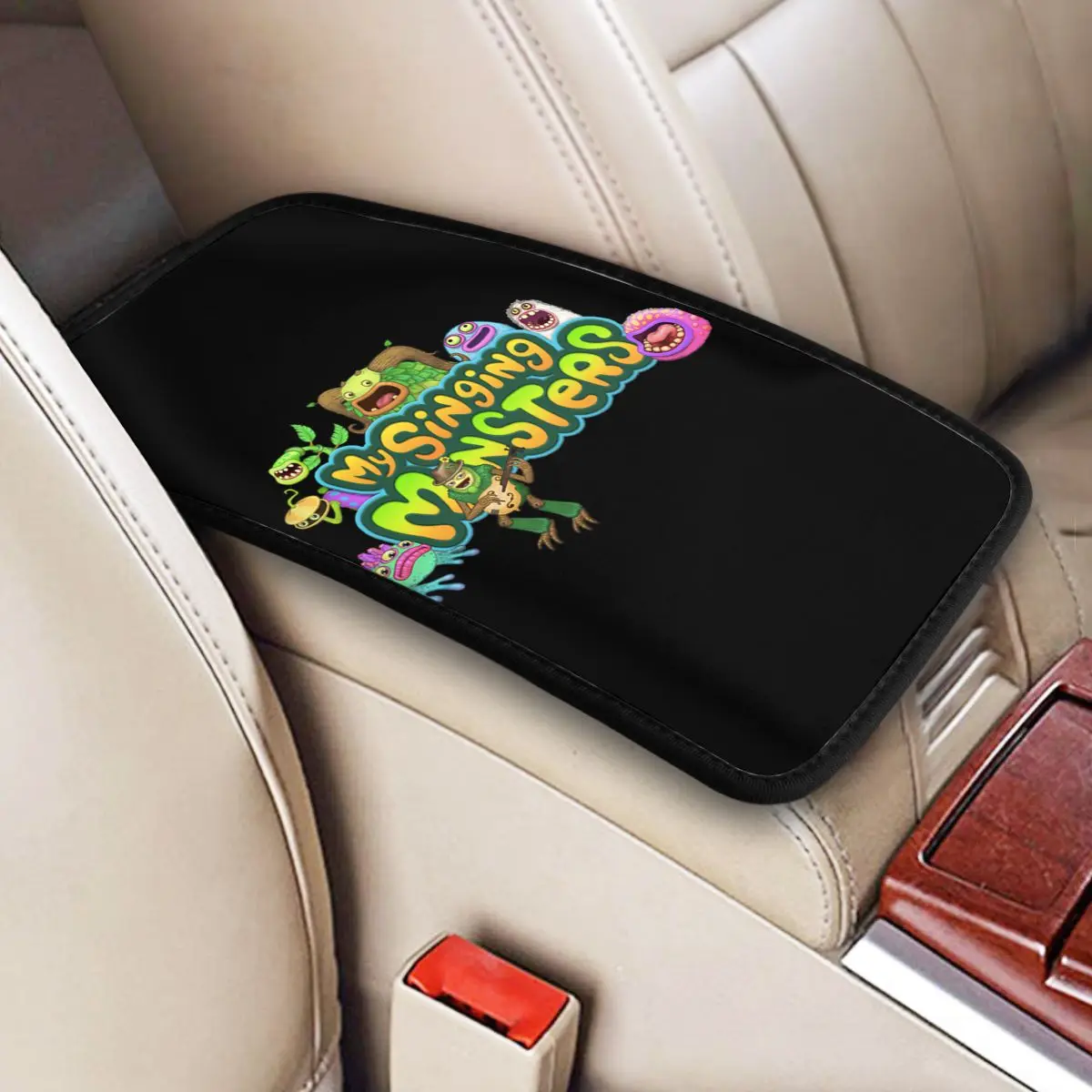 Car Armrest Cover Mat Leather My Singing Monsters Game Cartoon Center Console Cover Pad Auto Styling Interior Accessories