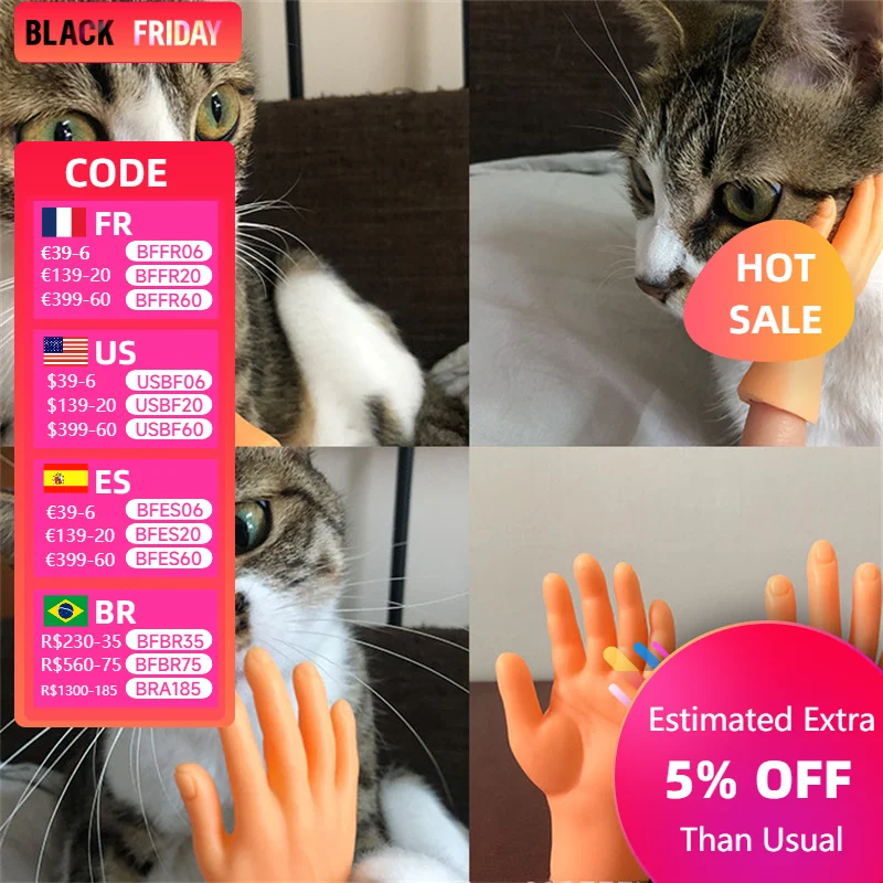 Children Noveltyfunny Mini Hand Creative Finger Fingertip Toys Teasing Cat Massage Pet Soft Silicone Small Hand Pet Supplies