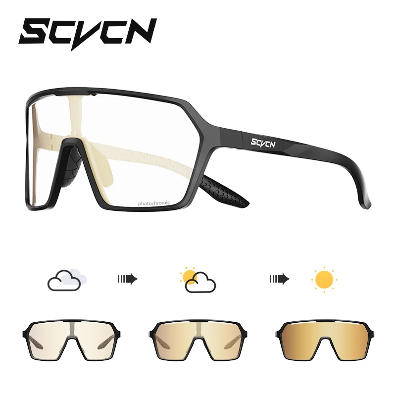 SCVCN Color Photochromic Cycling Glasses UV400 Sunglasses for Men Women Driving Glasses MTB Road Bike Sport Eyewear Running