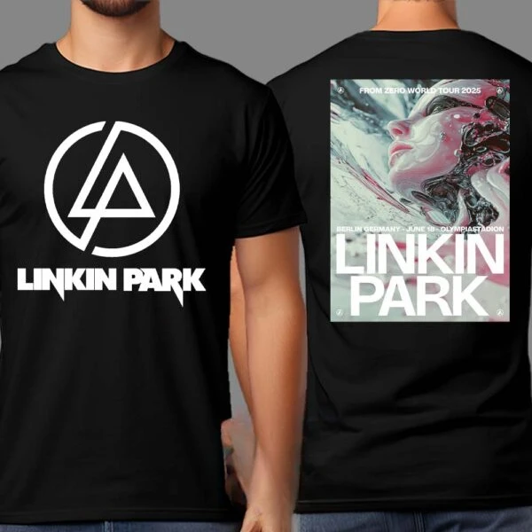 

Музыкальный постер Linkin Park Berlin Германии на 18 июня 2025 в Olympiastadion FZ World Tour 2025 Футболка с двусторонним принтом