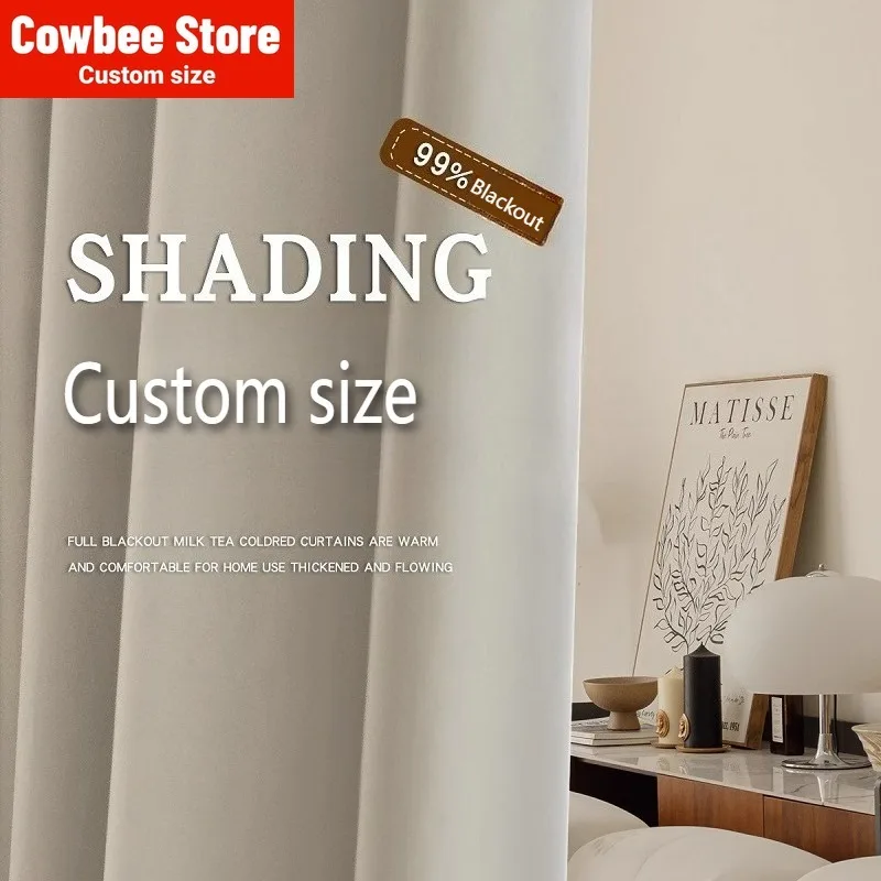 Custom Size Double Sided and Same Color Shading Cream Blackout Luxury Curtains for Living Room Bedroom Dining White Tulle Decor