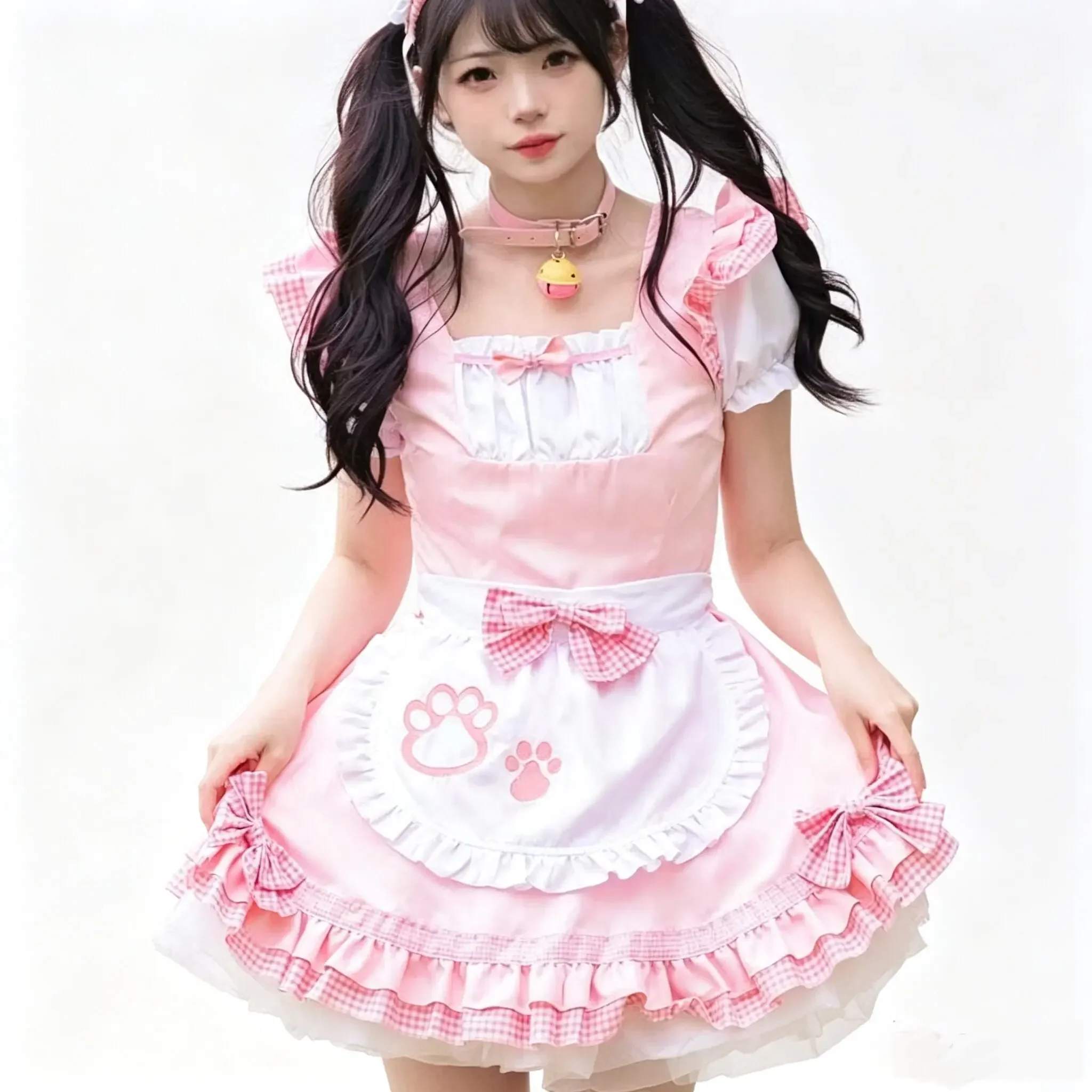 Sexy Maid Cosplay Costumes Anime Sweet Cat Skirt Black White Pink Cute Lolita Dress Carnival Party Apron Waitress Outfits view 3