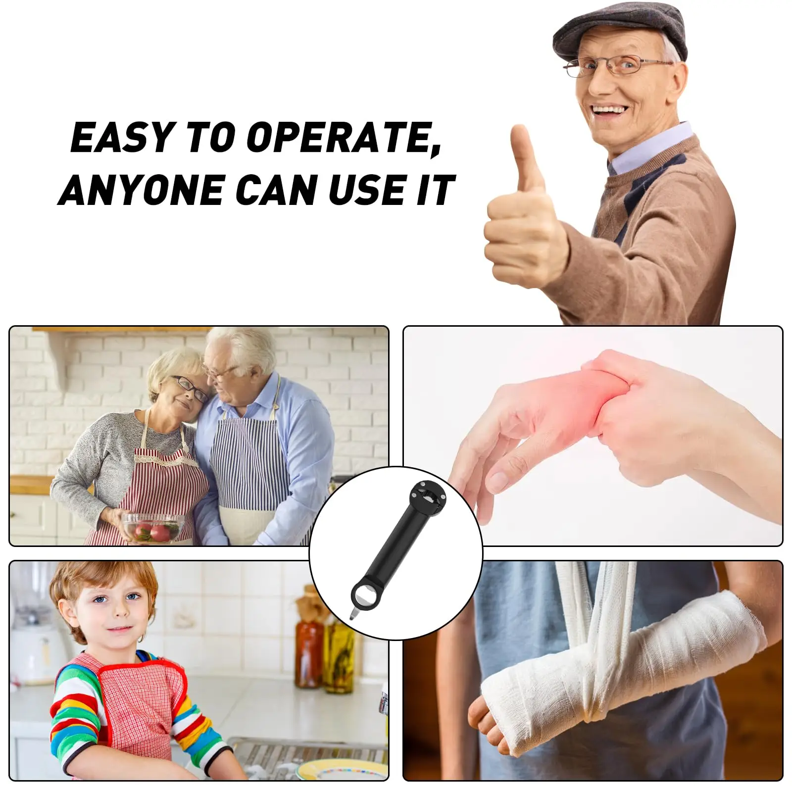 فتاحة زجاجات متعددة الوظائف، فتاحة غطاء من الفولاذ المقاوم للصدأ، فتاحة علب النبيذ قابلة للتعديل للأيدي الضعيفة، أدوات المطبخ لكبار السن #6