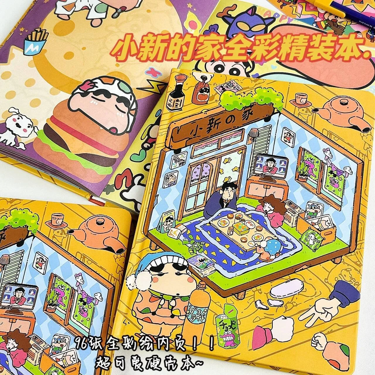 

New Crayon Shin chan Notebook Cartoon A5 Hard Shell Painted Inner Page Cute Bookbook Student Print Hand drawn Notebook Girl Gift