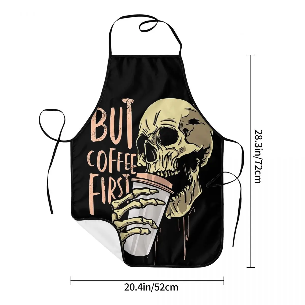 But Coffee First Skull Aprons Chef Cooking Baking Tablier Sleeveless Bib Kitchen Cleaning Pinafore for Women Men Painting