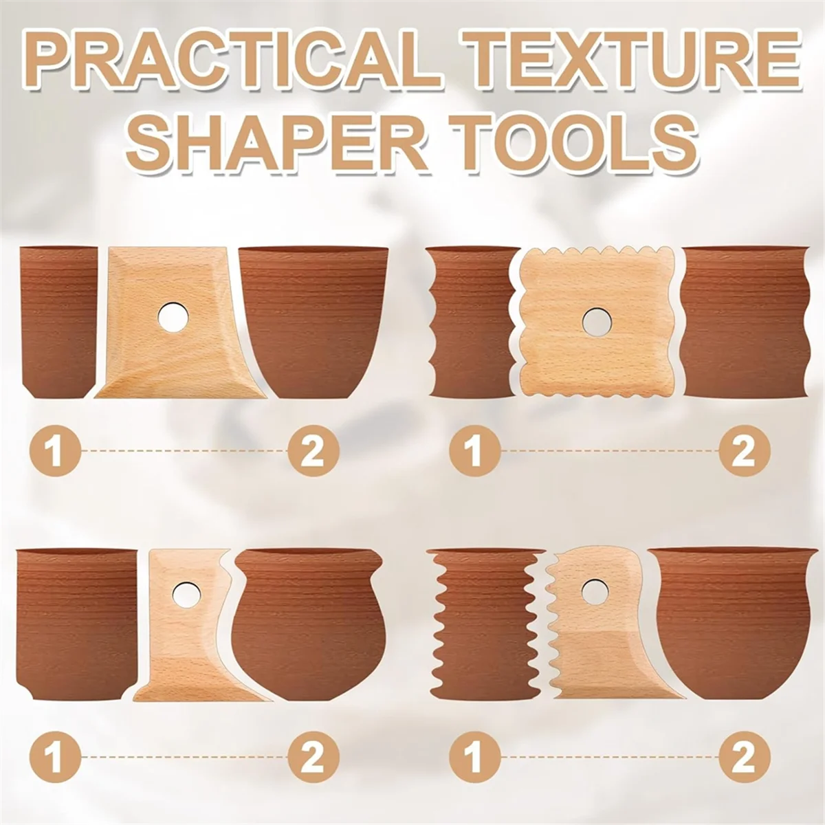 20 Pieces Pottery Ribbed Pottery Feet Shaping Tools Pottery Trimming Tools Clay Textured Ribs for Sculpting Clay