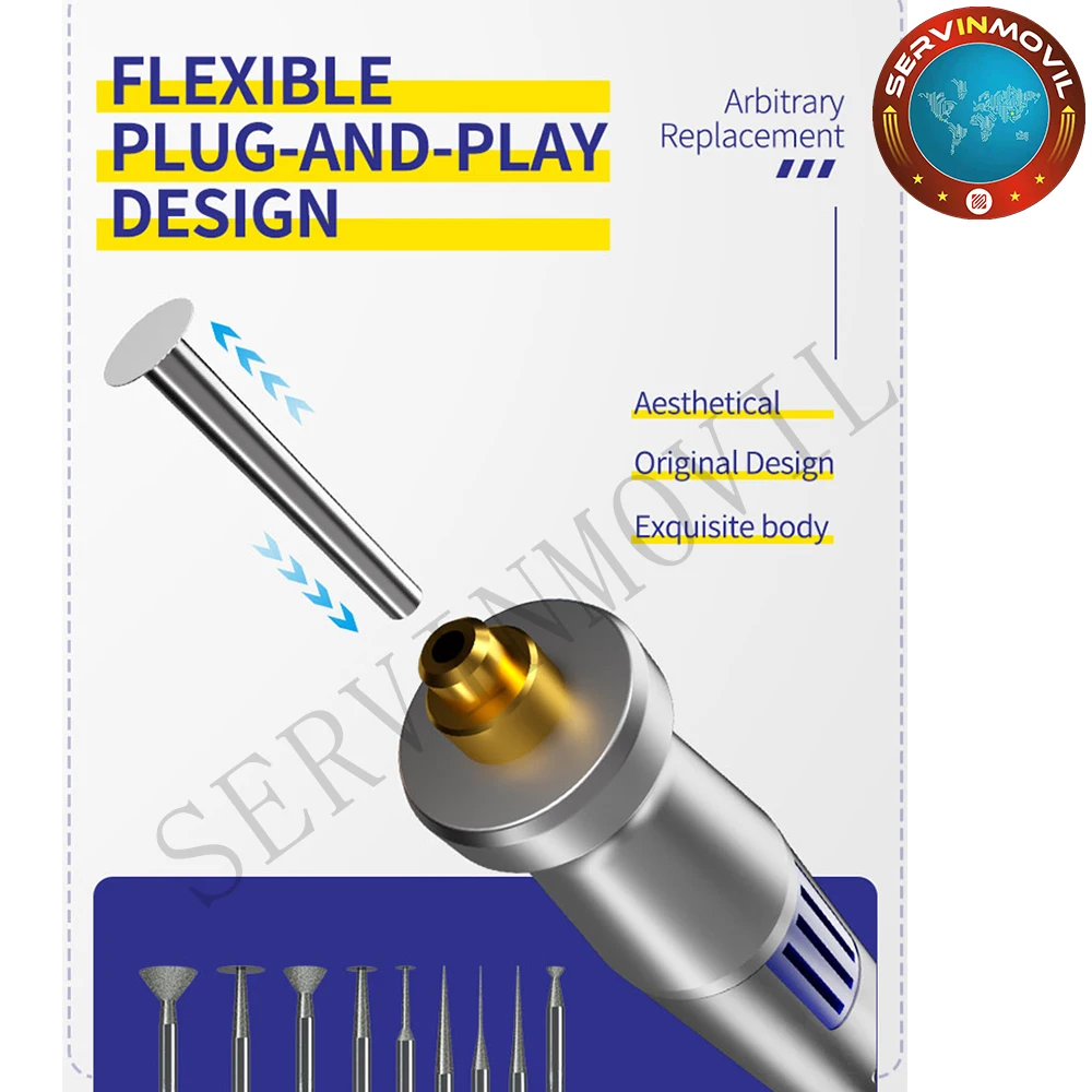 MECHANIC IRX8 Electric Polishing Pen, High Speed Power Motor, Multi-Speed Adjust, Mini Electric Chip Carving, Phone