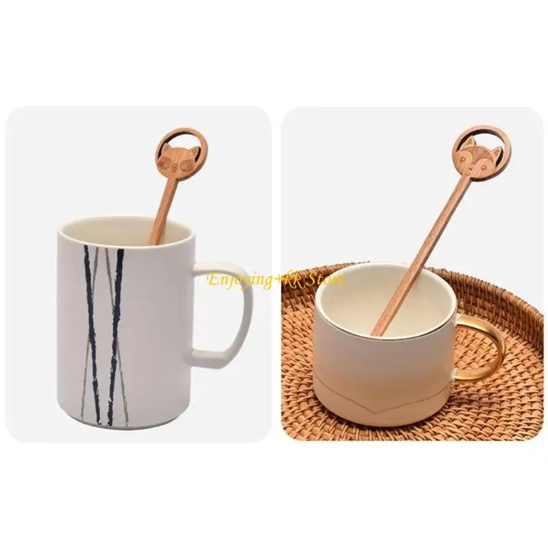 

Q1JB 5pcs Long Handle Wooden Mixing Spoon Soup Spoons Japanese Kitchen Utensils