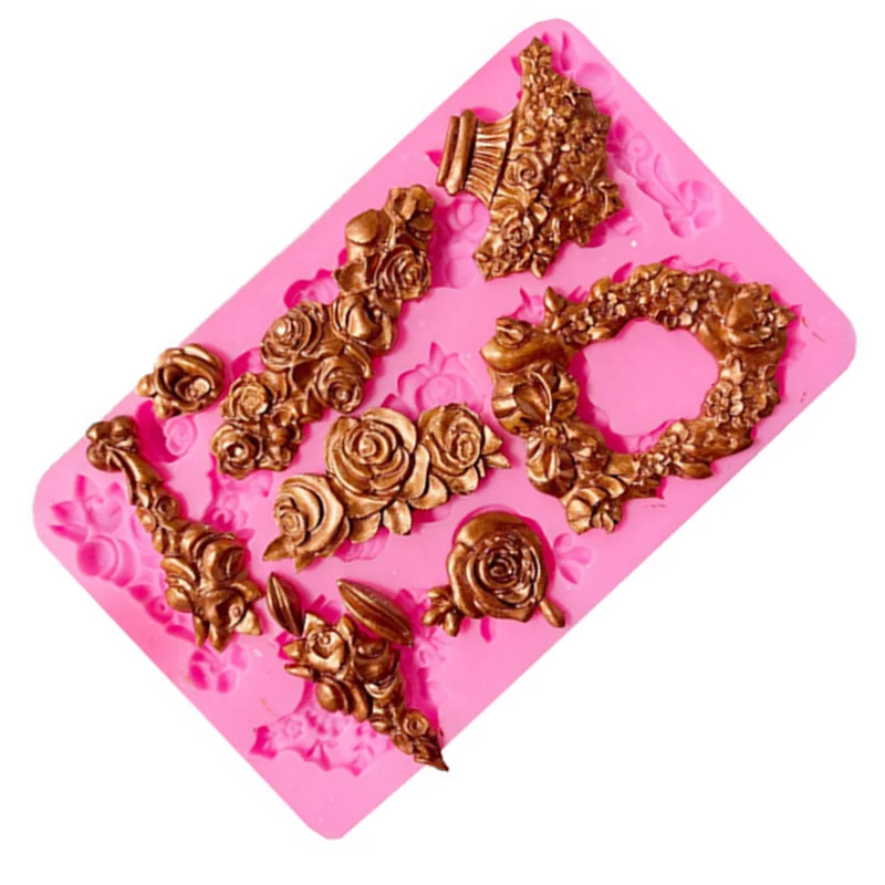 Aouke Cake Border Silicone Mold DIY Cake Baking Decoration Braided Rope Pearl Strip Fondant Cake Decoration Border Silicone Mold