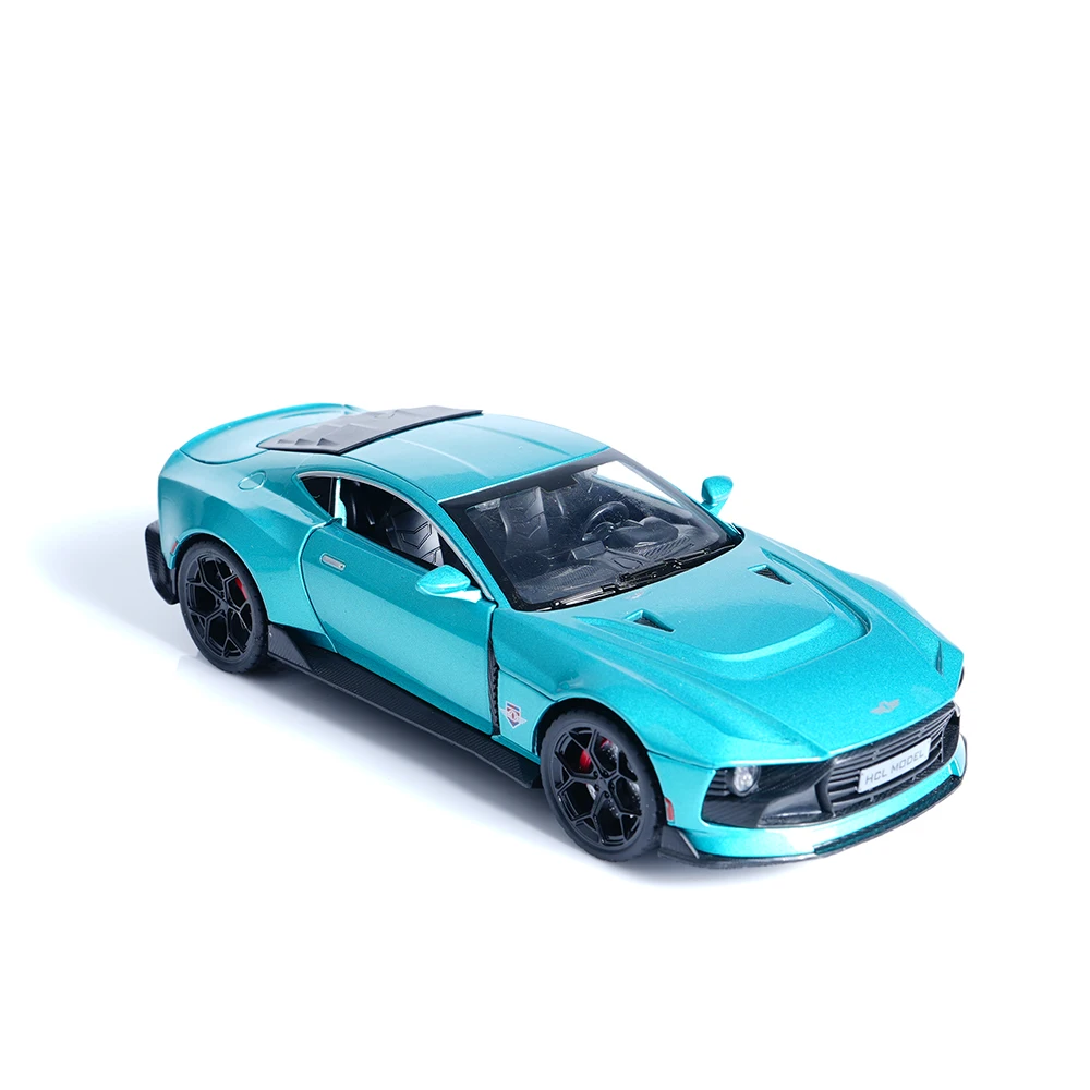 1:22 Scale Blue Alloy Car Model Toy (Batteries Sold Separately), with Pull-Back Action and Sound and Light Effects, 4 Doors Openable, Suitable for Car Enthusiasts to Play with | Collection | Display, for Home Use | Desktop | Party Decorations, Boy | Ideal Birthday Gift for Men, Best Gift Choice for Holidays (Christmas, Halloween)