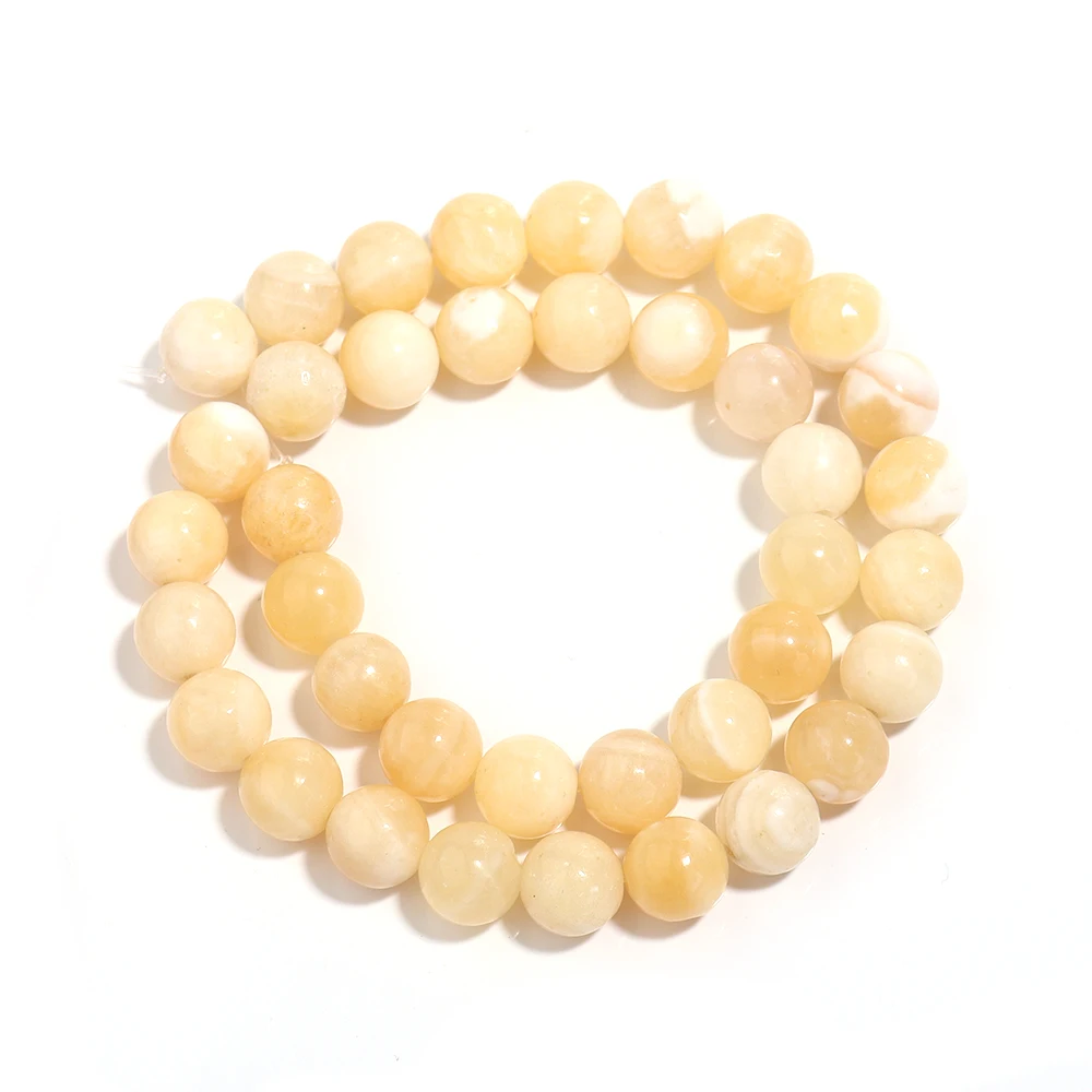 1-streng natuursteen gele jade kralen ronde echte steen kralen losse edelsteen voor doe-het-zelf armband ketting sieraden maken