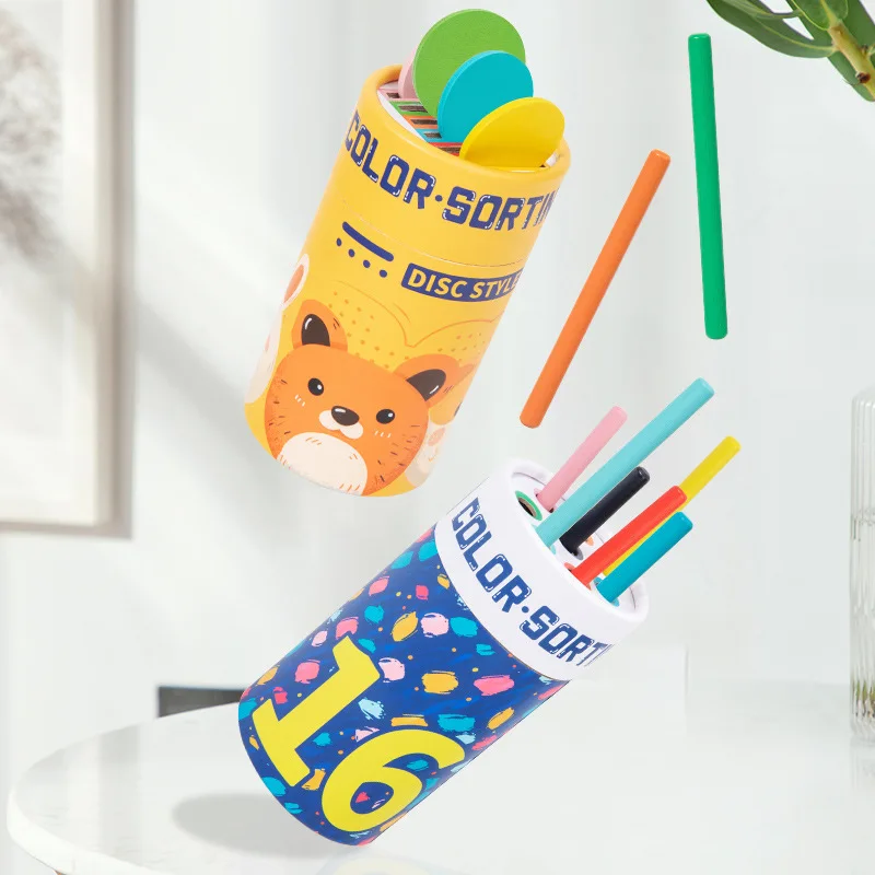 Boîte de Classification des couleurs en bois, bâton coloré, aide pédagogique, jeu de Cognition des couleurs, jouets éducatifs pour enfants, bricolage