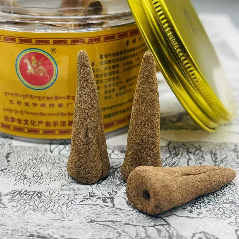 XMSJ Traditional Tibetan Backflow Incense Cones, Natural Hand‑made Tower Incense Cone for Indoor Home Aromatherapy Fragrance