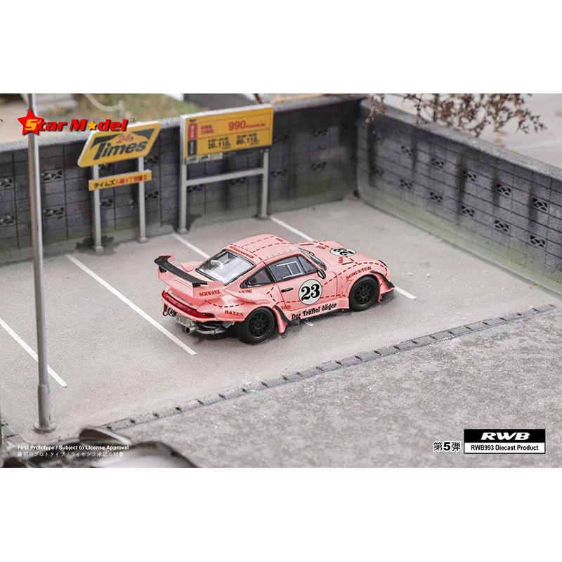 PreSale Star 1:64 RWB 930 GT Wing Pink Pig Diecast Diorama Car Model Collection Miniature Toys