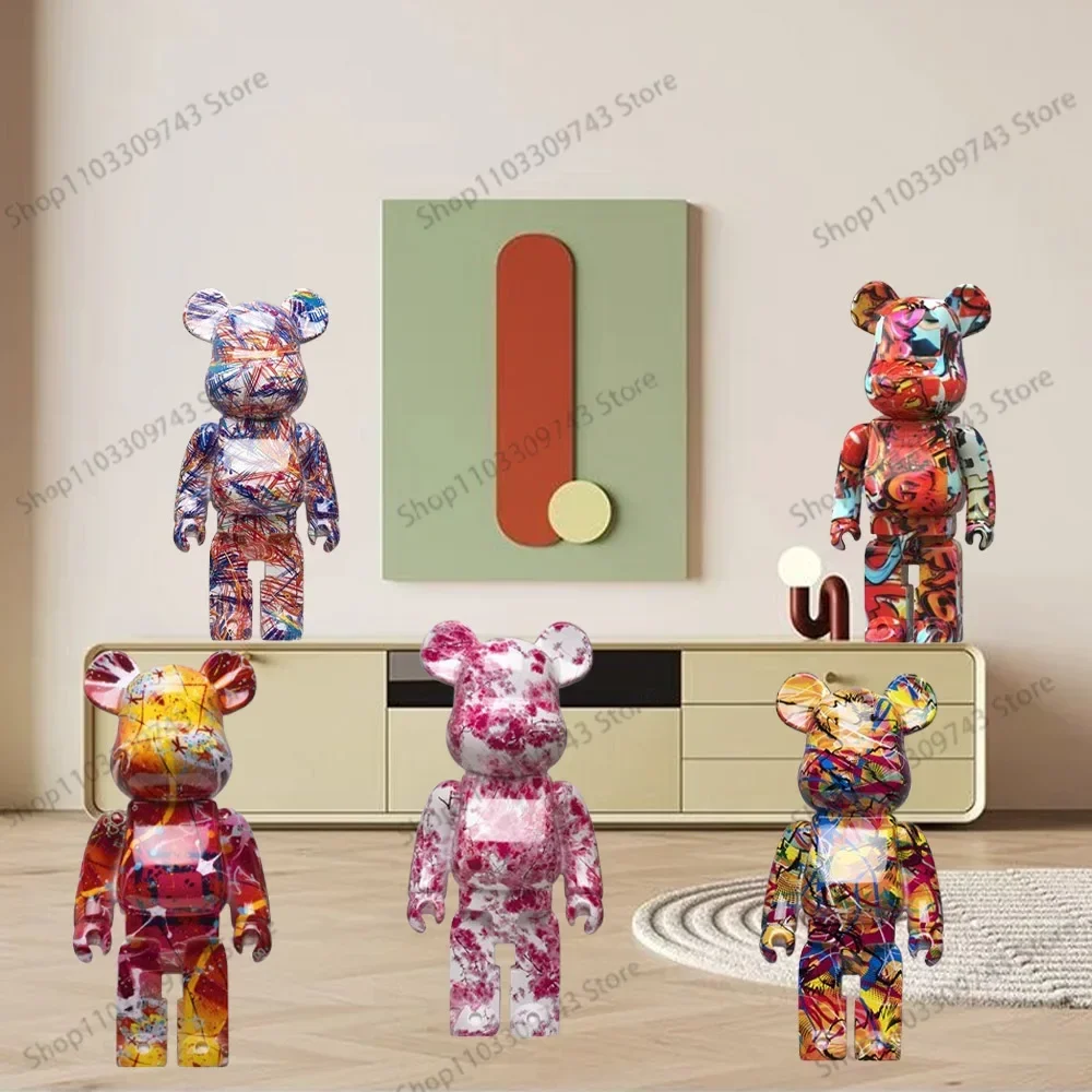 

400% Resin Bear Figurine Saving Pot Graffiti Violent Bear Statues Money Box Luxury Living Room Decorations Home Ornament Gifts