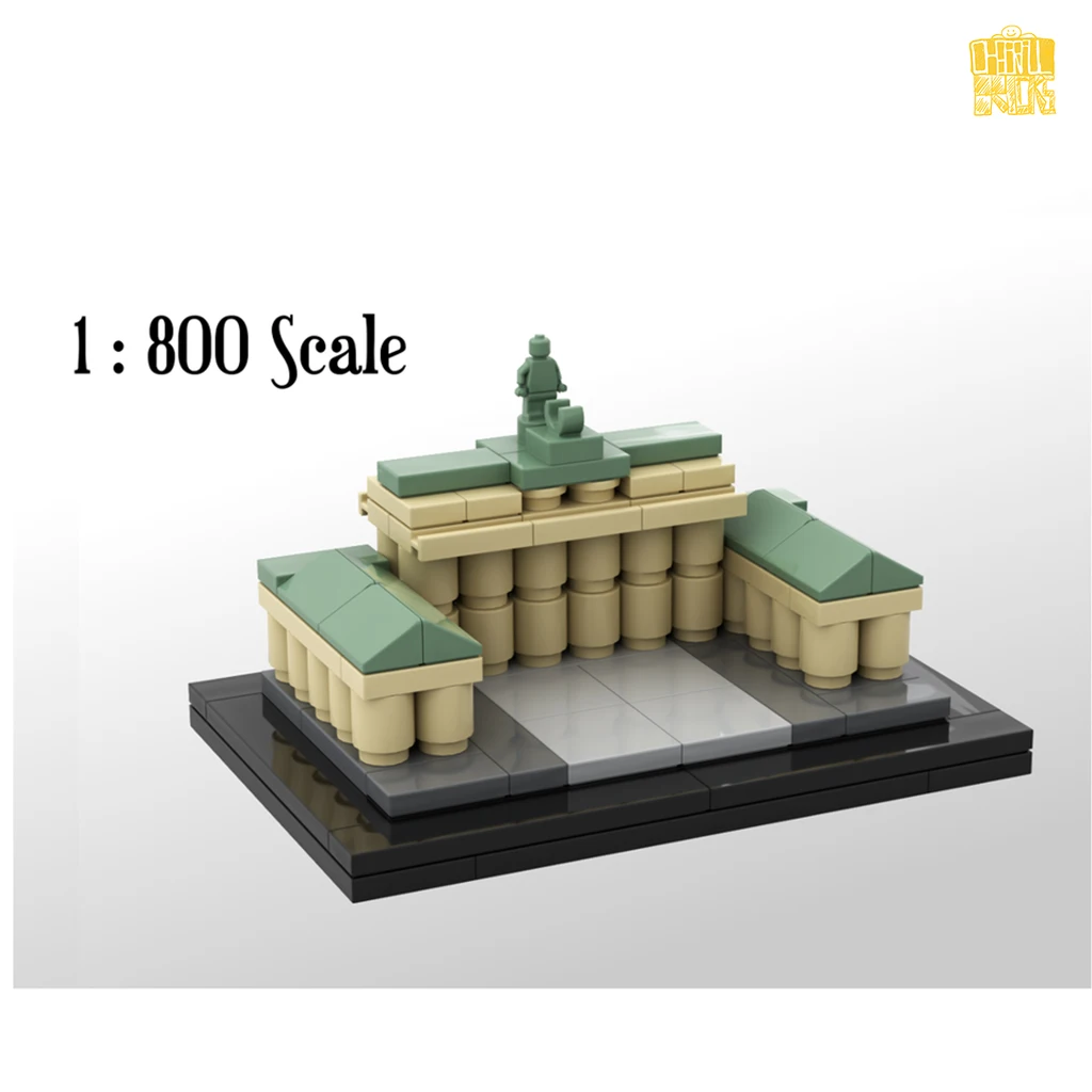 MOC TT014 Brandenburg Gate Berlin model w skali 1/800 z rysunkami PDF klocki klocki DIY urodziny prezenty świąteczne