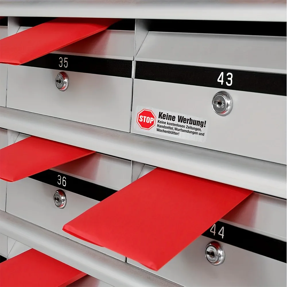 5 عبوات من الملصقات القابلة للإزالة والخالية من الإعلانات (مادة PET) لإيقاف إعلانات صندوق البريد