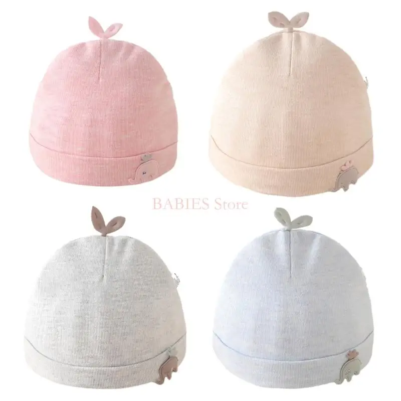 C9GB Soft Kid Hat Baby Bonnet Fashion Winter Warm Hat Newborn Breathable Cotton Hat with Elephant Pattern