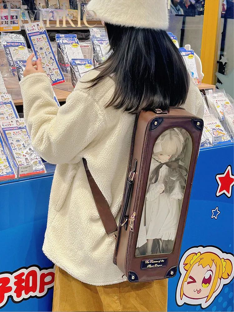 BJD Doll Bag Carrier Crossbody Backpack Handbag for 4 Points BJD Dolls Small Square Sugar Style Storage Pouch