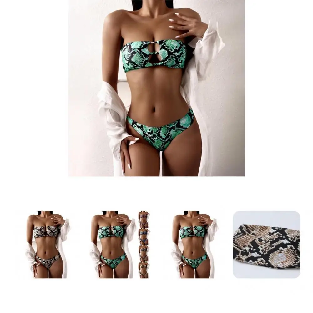 2 Pcs/Set Fashion Swimwear Set Push Up Snake Print Beachwear Individual Women Swimsuit Summer Female Bathing Suit for Beach