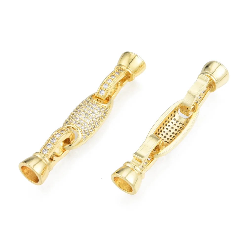 10Sets Brass Pave Clear Cubic Zirconia Fold Clasps For DIY Bracelets Necklaces Jewelry End Connector Making Accessories