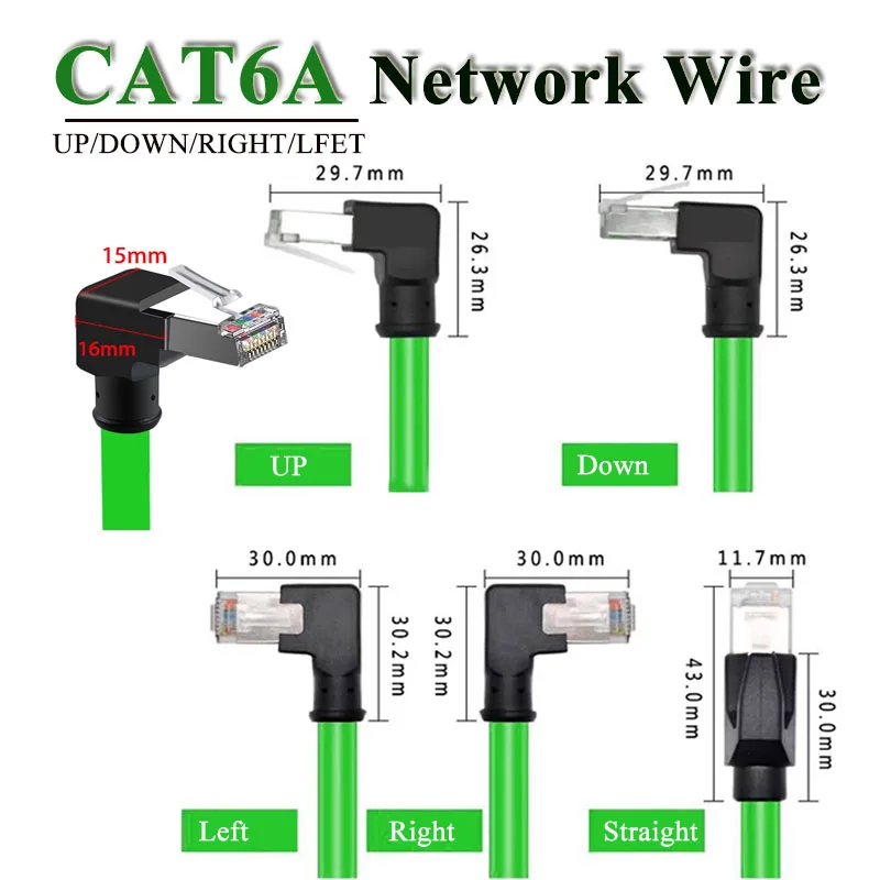 Cat6a RJ45 90 Degree Angle Ethernet Cable Slim Patch Shielded Cord FTP Lan Cable UTP RJ 45 for Router Panel to Switch Flexiable