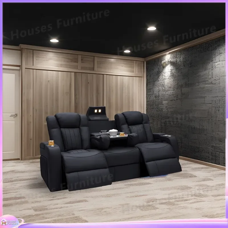 Leather Recliner Sofa Home Theater Cinema Chair with Cooling Function Cup Holder Storage Box High Quality Furniture