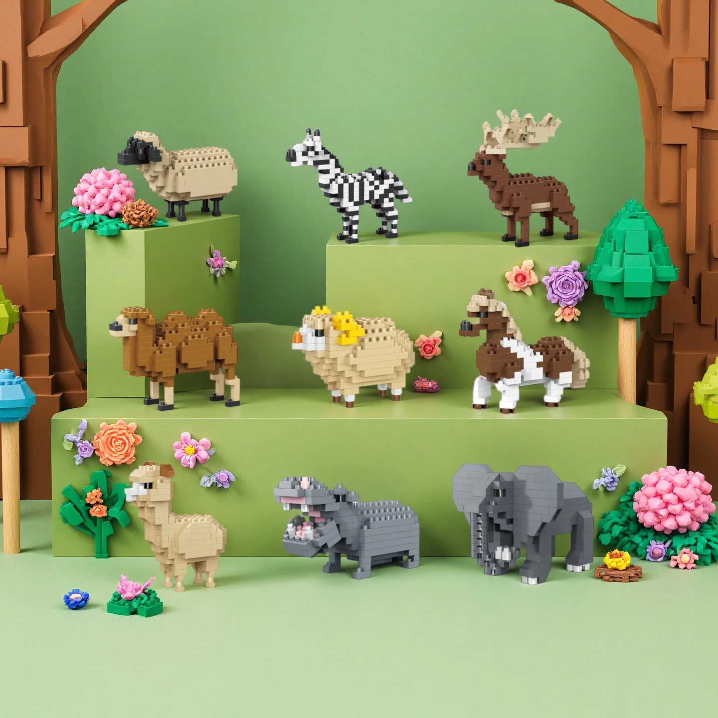 Home Bedside Ornament 3D Mini Animal Micro Building Blocks-Christmas Party Favor/Birthday Gift,Easy Assembly for Kids,Puzzle Toy
