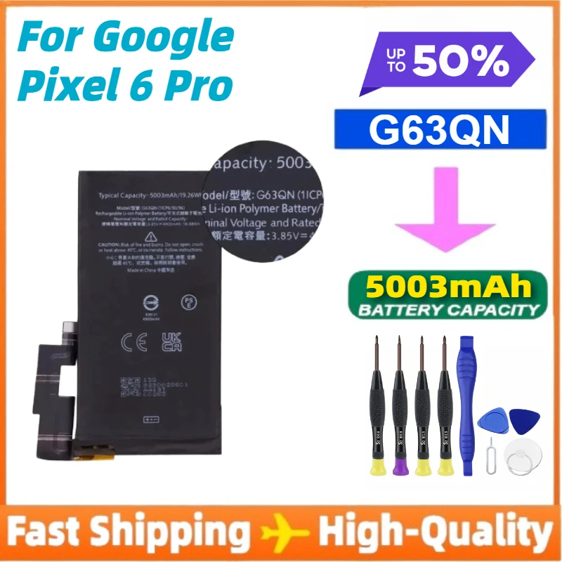 

G63QN 5003mAh Replacement Battery For HTC Google Pixel 6 Pro Pixel 6Pro Mobile Phone Batteries+Tools