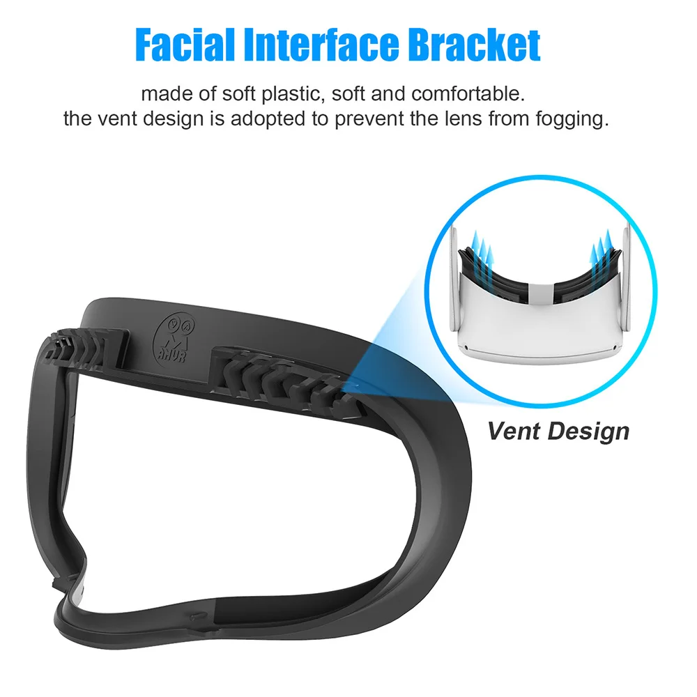 AMVR 7-In-1 Face Cover for Oculus Quest 2 Facial Interface Bracket PU Leather Foam Cushion Eye Pad Replacement Face Mask Part