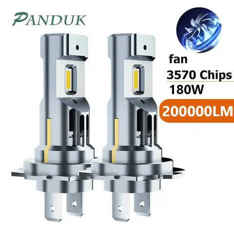 PANDUK 미니 H7 LED 헤드라이트 전구 200000 LM 180W H4 H11 H1 9005 HB3 9006 HB4 6000K LED Canbus CSP 칩 1:1 크기 안개 자동차 조명