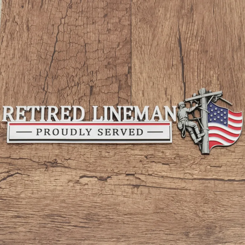 3D Metal Retired Lineman Car Emblem, 