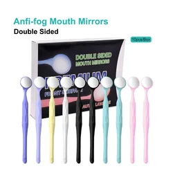 10pcs/Box Dental Double Sided Mouth Mirrors Autoclavable Surface Exam Reflectors With Handle Oral Tooth Whitening