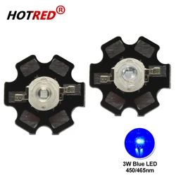 10pcs LED 3W Blue 465nm Royal Blue 445-450nm High Power Chip Bead 3-3.6V 700mA with 20mm Star Platine Heatsink For DIY Plant Gro