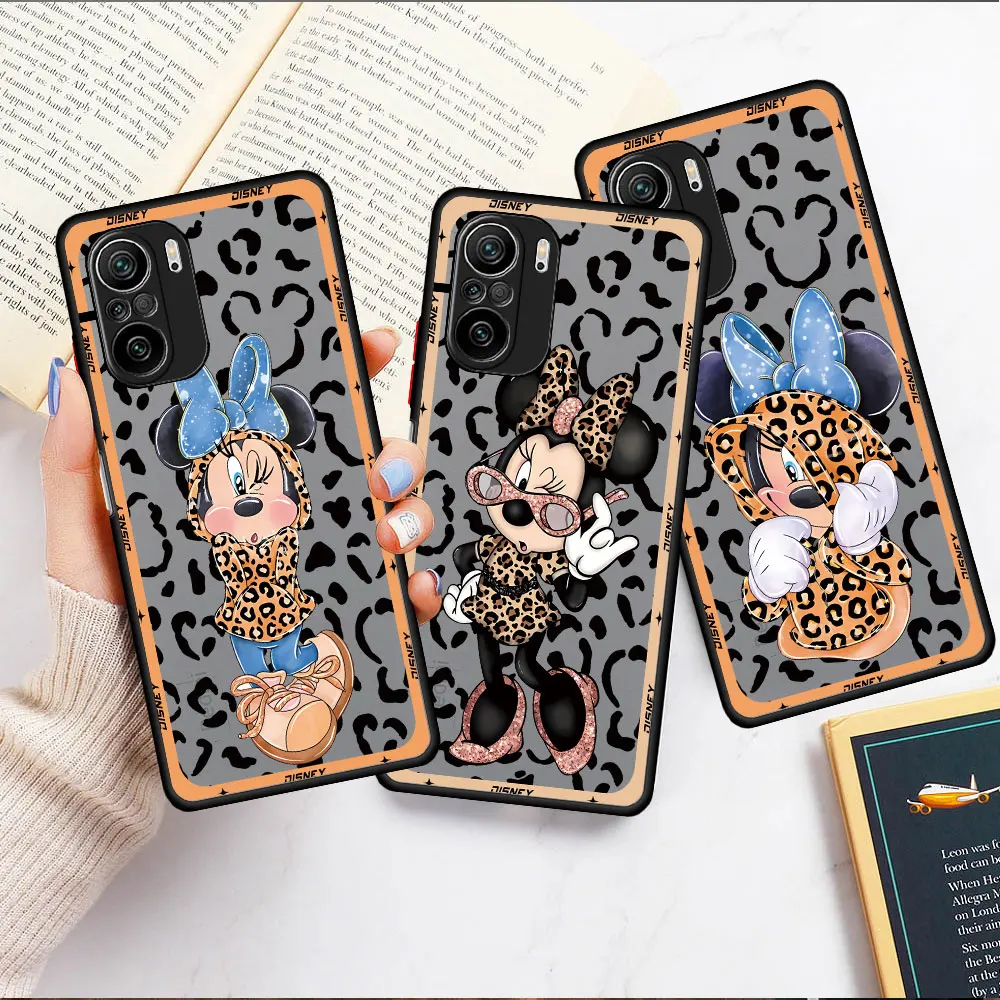 Disney Minnie Leopard Print phone Case For Xiaomi Redmi Note 12 5G 9 11 13 Pro 4g 8 10S 10 K40 11S 12S 9 9s fundas Matte Cover