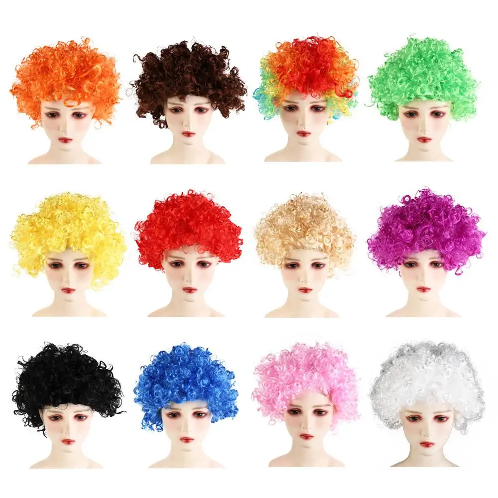 

Rainbow Christmas Clown Props Afro Curly Wigs Football Fans Wigs Synthetic Wigs Costume Party Funny Wig Cosplay Hairs