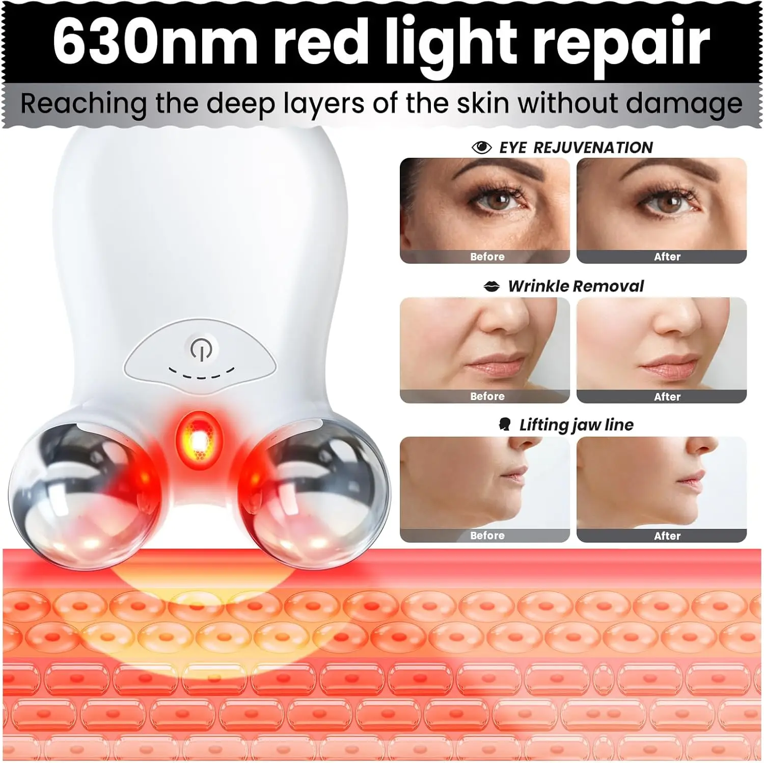 Urządzenie do mikroprądów do twarzy, najnowsza technologia światła czerwonego poprawia zdolność liftingu twarzy i ujędrniania skóry, zmniejsza zmarszczki.