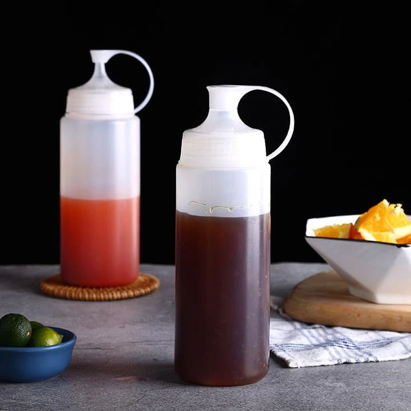 Botellas de salsa exprimible de boca grande de 350/450/600ML, dispensador de condimentos a prueba de polvo para condimentos de cocina, salsa de ensalada y aceite de oliva