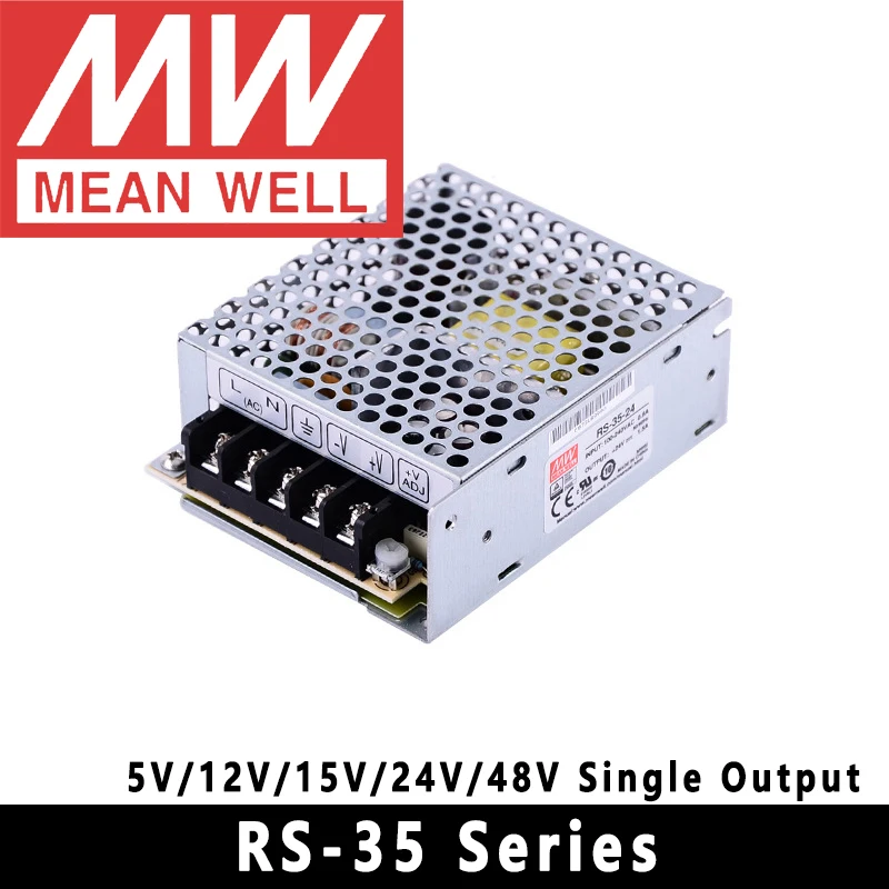 Original Mean Well RS-15/25/35/50 Series Meanwell 3.3V 5V 12V 15V 24V 48V Single Output Switching Power Supply