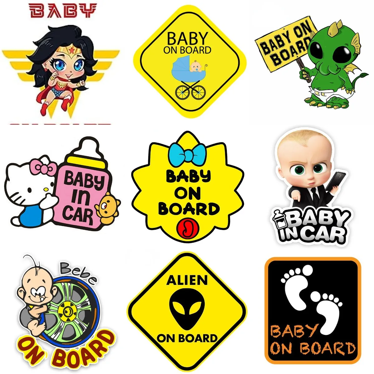 

Funny Baby on Board Baby in Car PVC Creative Sticker for Decorate Window Motorcycle Door Bumper Car Van Camper Decal Accessories
