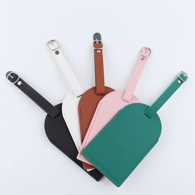 

Solid Color Leather Luggage Tag Suitcase Label Bag Pendant Luggage Boarding Pass Portable Travel Accessories ID Address Tags