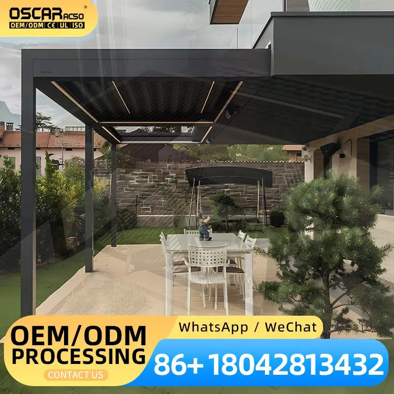 Outdoor Motorized Louvered Waterproof Aluminium Structure 4x4 6x4 with Zip Screen for Patio Garden Balcony pergola
