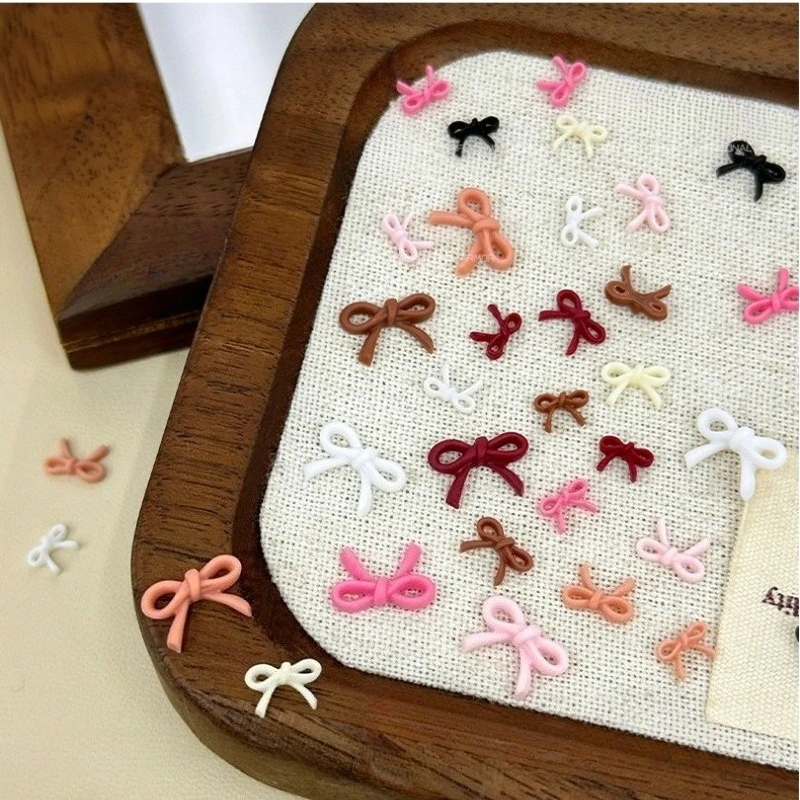 Gemengde Leuke Mini Kleurrijke Hars Lijn Strik Strikje Lint Nail Art Decoraties DIY Manicure Steentjes Accessoires Groothandel
