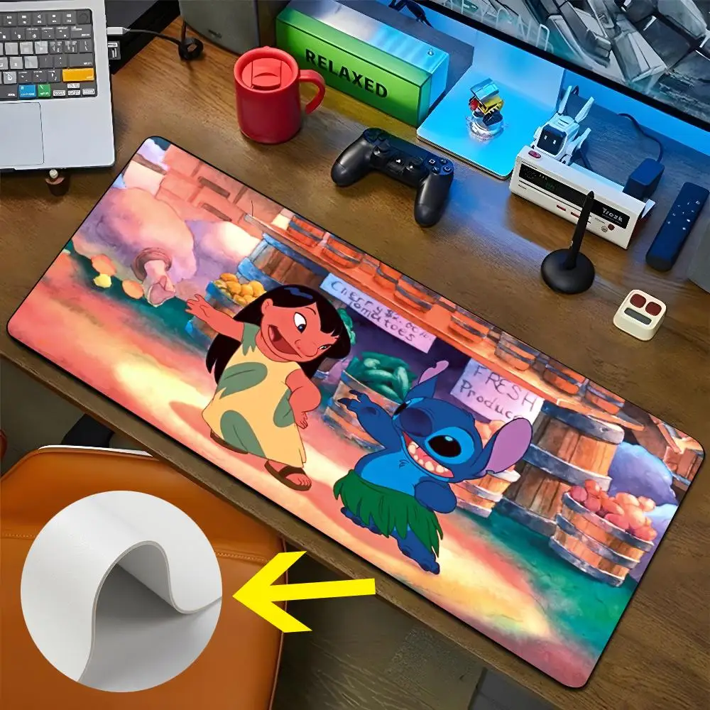 Lilo Stitch Mouse Pad Large Gaming Pad XXL Desk Mat Non Slip Double Sided PU Game Mouse Computer Leather Keyboard Mat