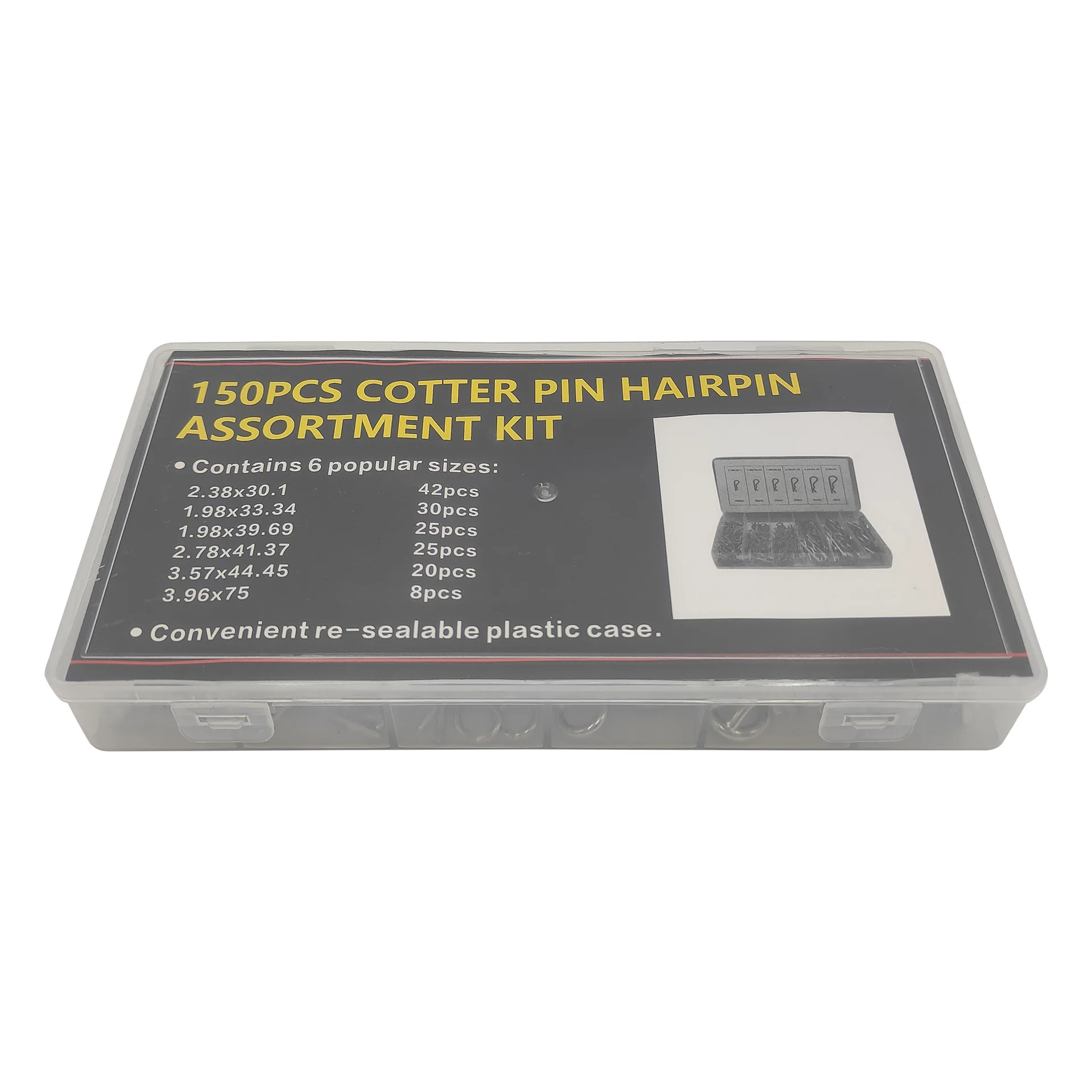 CotteFor for R Pin Kit 150 Pieces For R Type 6 Sizes 2.38x30.1mm 1.98x33.34mm 1.98x39.69mm 2.78x41.37mm 2.57x44.45mm 3.96x75mm
