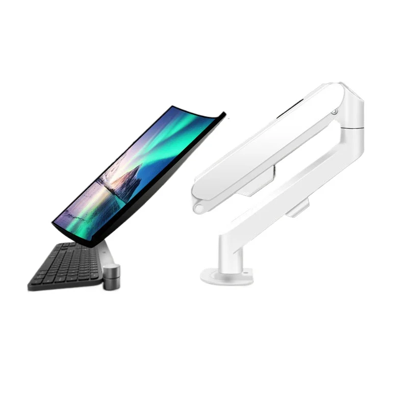 

Desktop computer lifting desktop bracket white monitor screen bracket universal rotation free punching