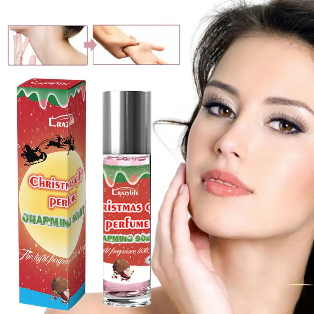 Świąteczny damski wałek zapachowy esencja roślinna odżywczy feromon randki urocze perfumy idealne prezenty 10ml