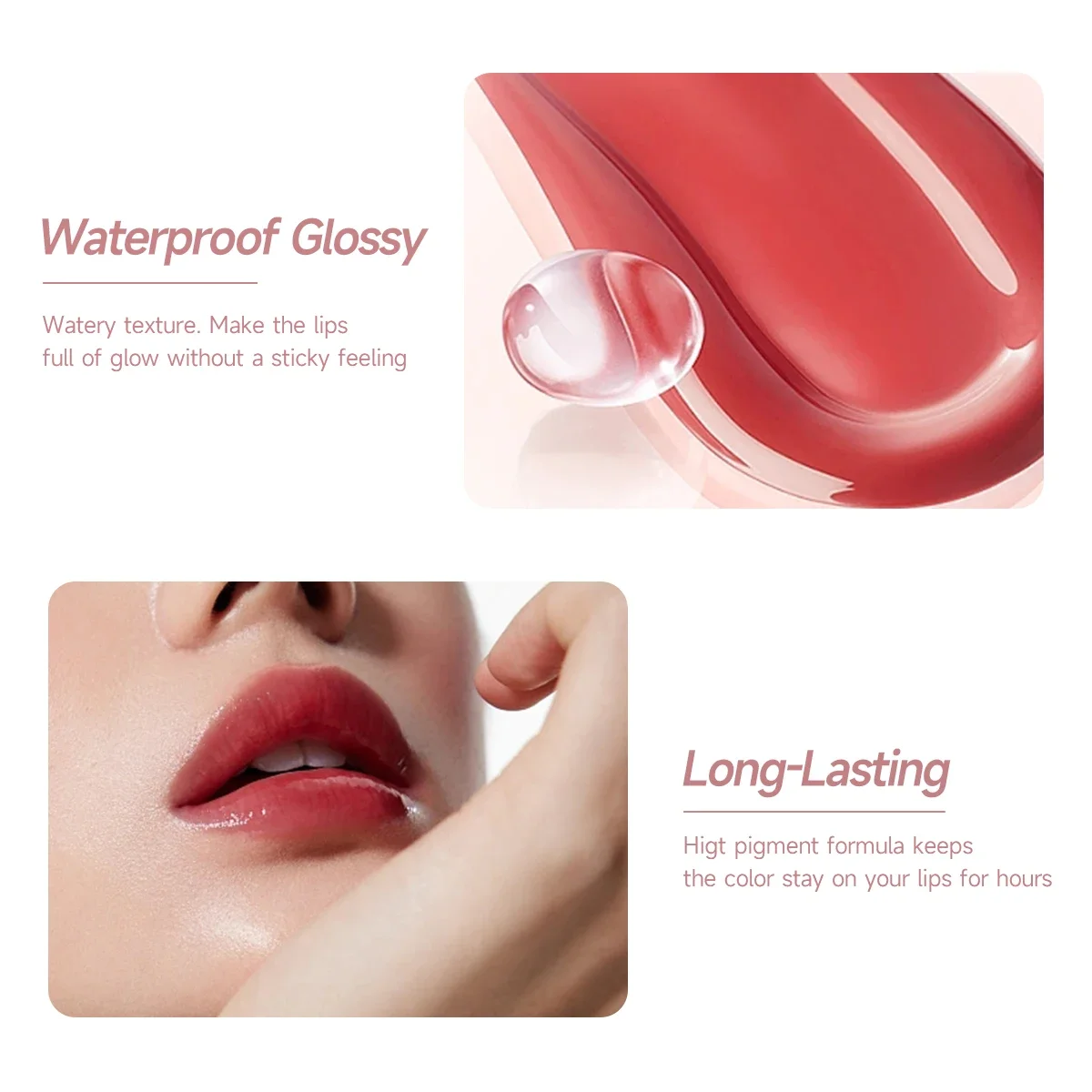 ミラーパール-防水リップグロス,長持ちする保湿リップスティック,キラキラ,メイクアップ化粧品,6色