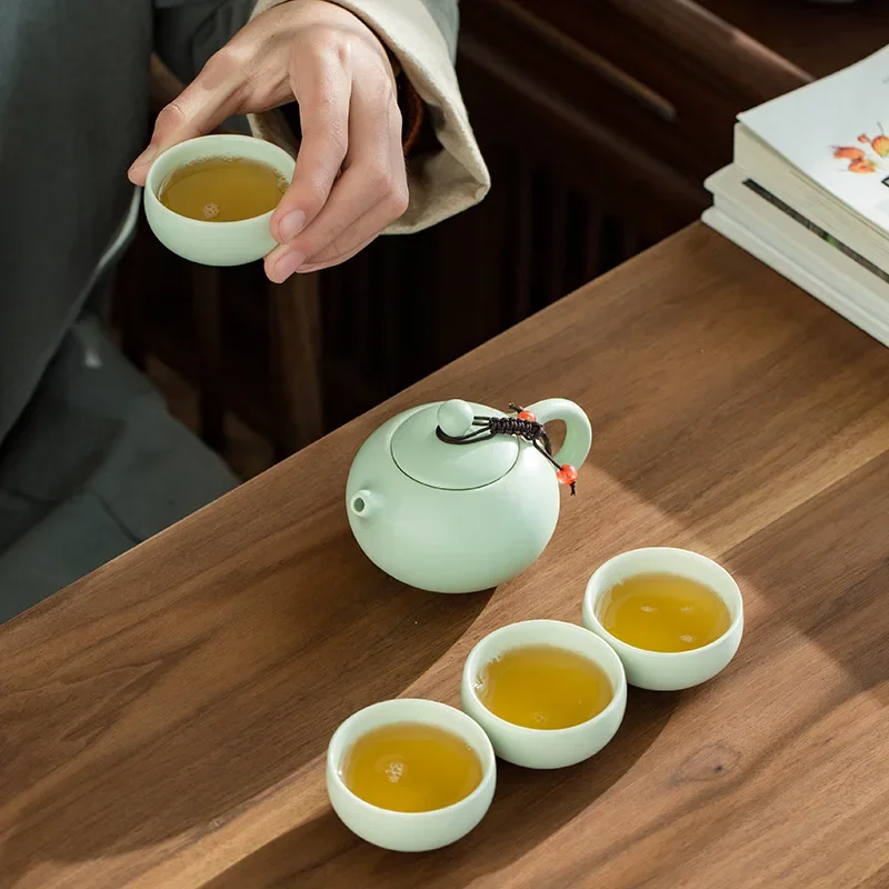 Traditional Chinese Kung Fu Tea Set Ceramic Travel Portable Teacup Teapot Outdoor Camping Essential for Tea Lovers