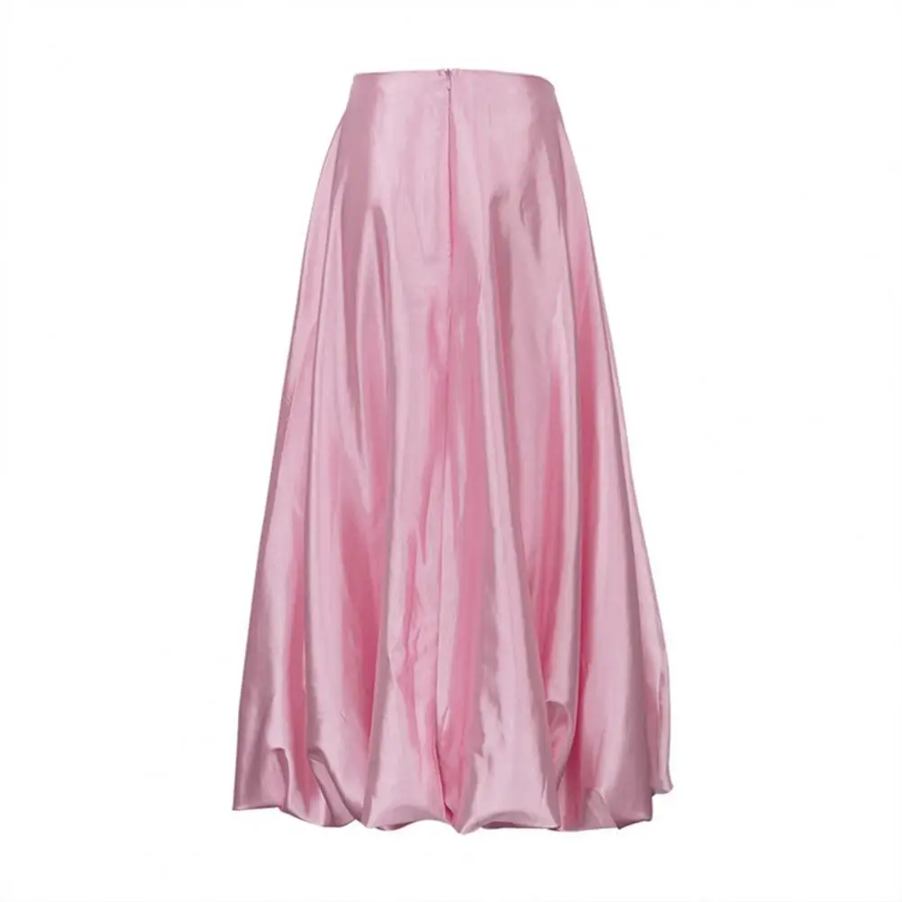 

Women Skirt Satin Style for A-line Solid Color Long Skirt for Wear Spring Autumn Clothing